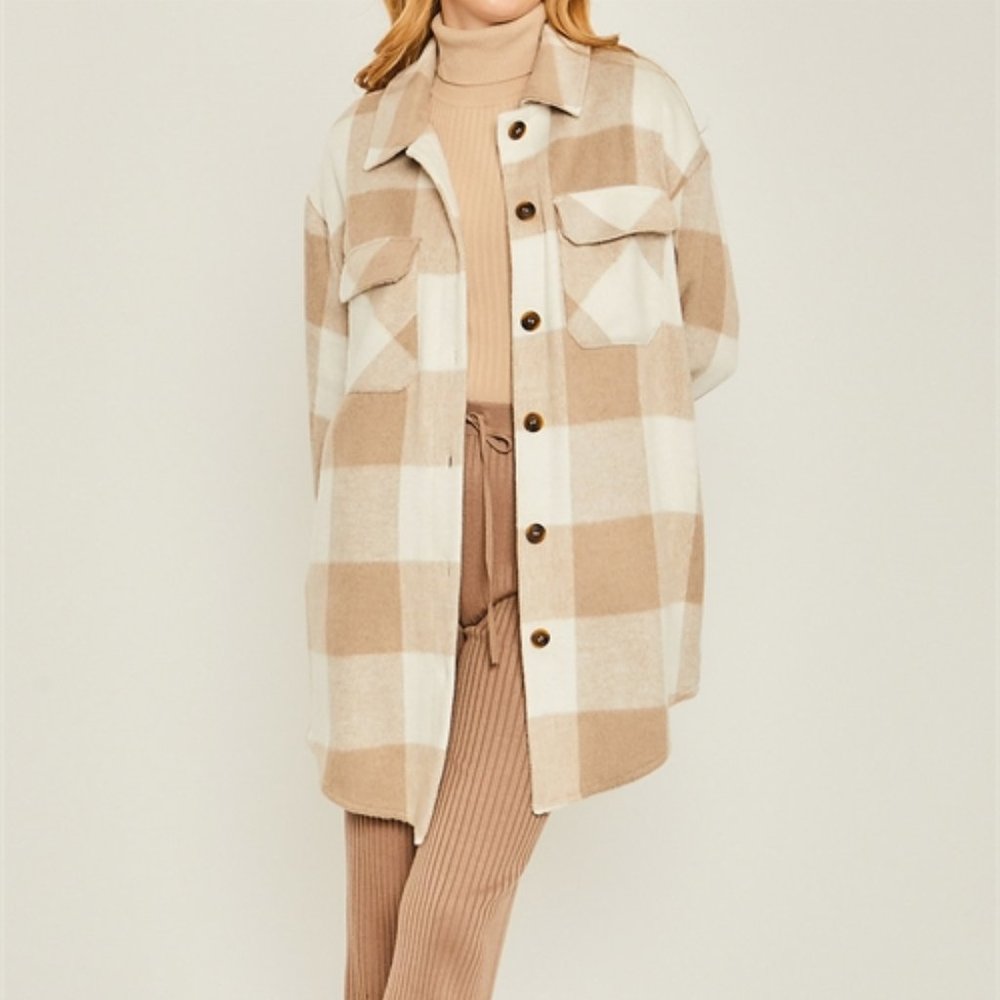 NWT Camel and Ivory Shacket